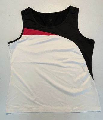 Top sin mangas de pickleball de golf de cola talla L blanco con ribete negro y rojo Foto 1 de 4
