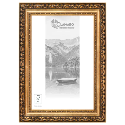 Bilderrahmen Antik Massivholz 'OTTO GOLD' Shabby Chic Vintage Barock CLAMARO - Bild 1 von 4