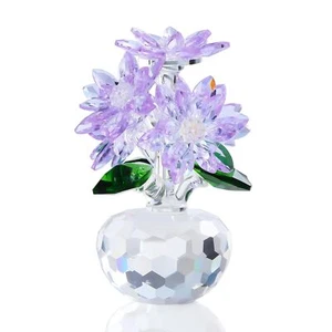 Crystal Pink Daisy Flower Figurine Glass Daisy Bouquet Floral Collectible Dec... - Picture 1 of 6