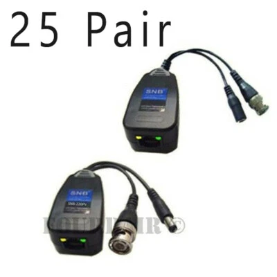 50pcs 25 Pair CCTV Coax BNC Video & Power Balun Transceiver to CAT5e 6 TVI DVR - Image 1 of 2