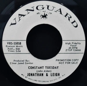 JONATHAN & LEIGH~Constant Tuesday~Promotional 1967 Folk 45 ✦ VANGUARD #VRS-35058 - Picture 1 of 2