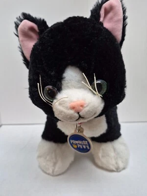 Build A Bear 11” Retired Promise Pets Tuxedo Black & White Cat Plush Green Eyes - Image 1 of 4