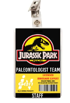 THE PRINT PIXIE Dinosaurier Park Clip-on ID Pass Abzeichen Paläontologe Team Dino Experte Personal Karte