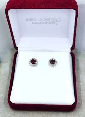 Nuevo en caja - Pendientes Helzberg Diamantes Granate Natural y Diamante Plata de Ley Foto 1 de 4