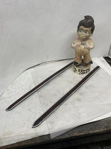 Self-Adhering 7/ 8" Wide Vintage Body Side Molding Brown / Chrome 18” 2 Pieces - Picture 1 of 11