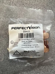PERFECT VISION SB4UL #4 SPLIT BOLD UL APPROVED GROUNDING BRASS SOLID COPPER - Picture 1 of 2