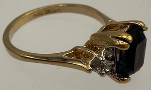 NACHLASS VINTAGE 14K VERGOLDET CZ CYAN BLAU GRÜN KRISTALL SOLITÄR RING GRÖSSE 8 - Bild 1 von 16