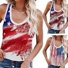 Women Sleeveless for Top Vest American Flag Striped Star Print Patriotic Bl