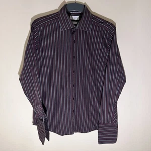 Studio Jeff Banks Mens Long Sleeve Button / Collared Striped Cotton Shirt 16 - Picture 1 of 15
