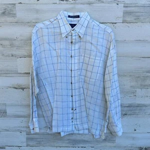 Paul Fredrick Performance Long Sleeve Medium 100% Linen Button Down Windowpane - Picture 1 of 6