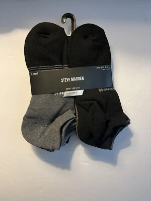 Steve Madden - 8 pares de calcetines de corte bajo para hombre - negros, grises, acolchados Foto 1 de 4