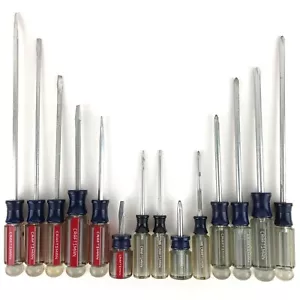 Craftsman USA 14 Pc Screwdriver Set, 6 Flat, 6 Phillips & 2 Torx Vintage W V U - Picture 1 of 11