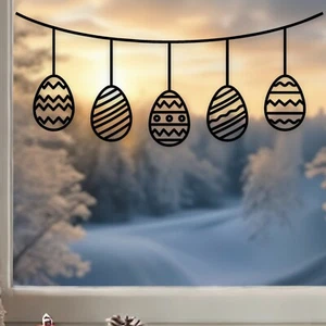 Ostereier Fensterbild Osterfest Osterdekoration Frohe Ostern Hase Dicke Eier - Bild 1 von 5