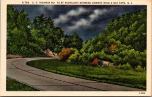 HIGHWAY 74 night view NORTH CAROLINA NC linen unused Postcard - Imagen 1 de 2