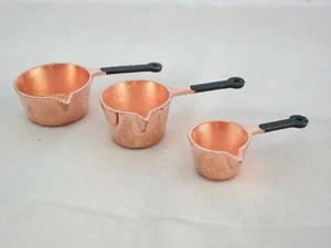 Copper Pot Set kitchen dollhouse miniatures 3pc IM65060   1/12 scale metal - Picture 1 of 1