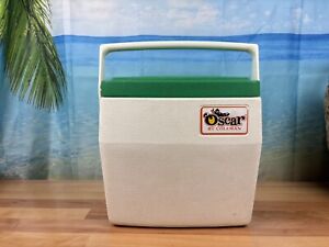 Vintage Lil’ Oscar By Coleman Green Lid White Cooler Lockable 5274 Made In USA