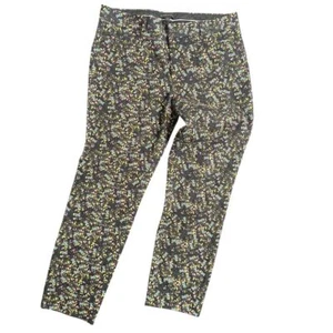 Banana Republic Slogan Pants Women Size 10 Black Ditsy Floral Print Slimming - Picture 1 of 16