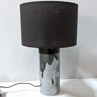 Litecraft Table Lamp Smoke Glass Base With Grey Shade - Black Chrome Clearance  