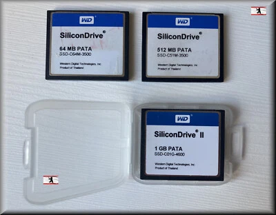 WD Western Digital Compact Flash CF-Card 64 128 512MB 1GB 4GB mit Schutzhülle - Image 1 of 2