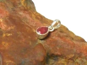 Small Pink Teardrop RUBY Sterling Silver 925 Gemstone Pendant - Picture 1 of 6