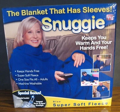 Snuggie Blanket with Sleeves - Blue - New Open Box - Missing Bonus Booklight - Image 1 of 4