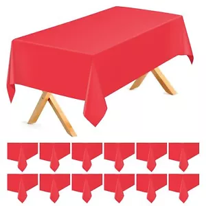 Red Plastic Party Tablecloth, 108in x 54in Rectangle Table Cover Tablecloths - Picture 1 of 7