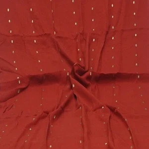 Vintage Red 100% Pure Crepe Silk Zari Woven Sari Remnant 4YD Craft Fabric Scrap - Picture 1 of 4