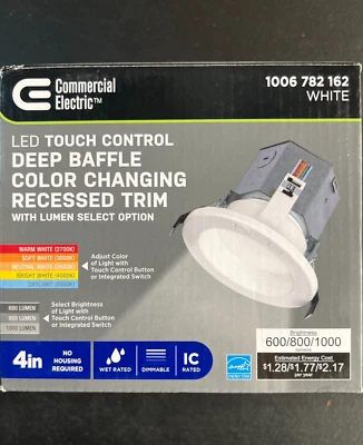 Luz empotrada LED eléctrica comercial de 4" blanca deflector profundo cambio de color Foto 1 de 4