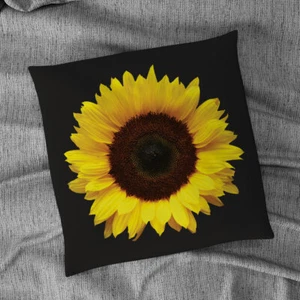 Yellow Sunflower Black Design 18" x 18" Cushion - Picture 1 of 2