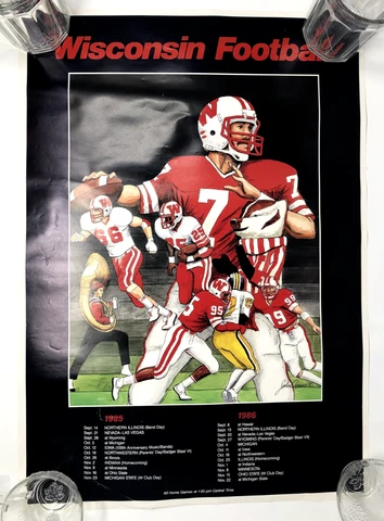 Wisconsin Football UW-Madison Poster 1985 1986 Vintage Cover