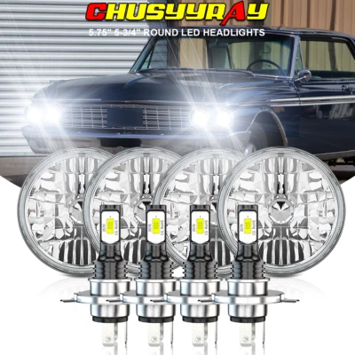 Upgrade FOR Ford Galaxie 500 1962-63 65-74 5.75" Round Led Headlights High/Low - Image 1 of 4