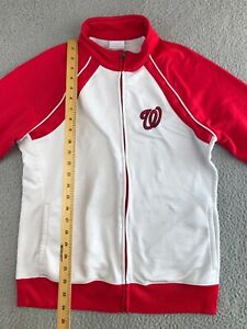 Washington Nationals Jacket Adult White Full Zip Mock Neck Majestic Pockets MLB