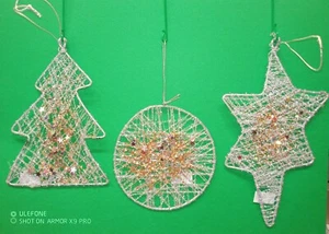 PREZIOSA PALLINA ADDOBBO ALBERO DI NATALE DECORAZIONI. 3 SOGGETTI ARGENTO - Foto 1 di 6