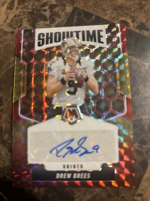 Tarjeta autografiada 2025 Mosaic Choice Drew Brees prisma dorado y rojo Foto 1 de 3