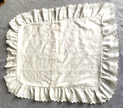 Martha Steward Eyelet STND Pillow Sham Ivory Cream 26"x20"+4" Ruffle Cotton/Poly - Image 1 of 4