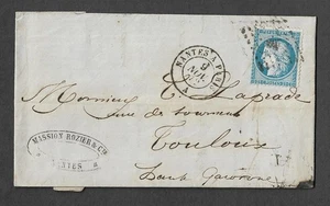 FRANCE - LETTER WITH N° 60 A STAMP AMBULANT NANTES A PARIS - Picture 1 of 2