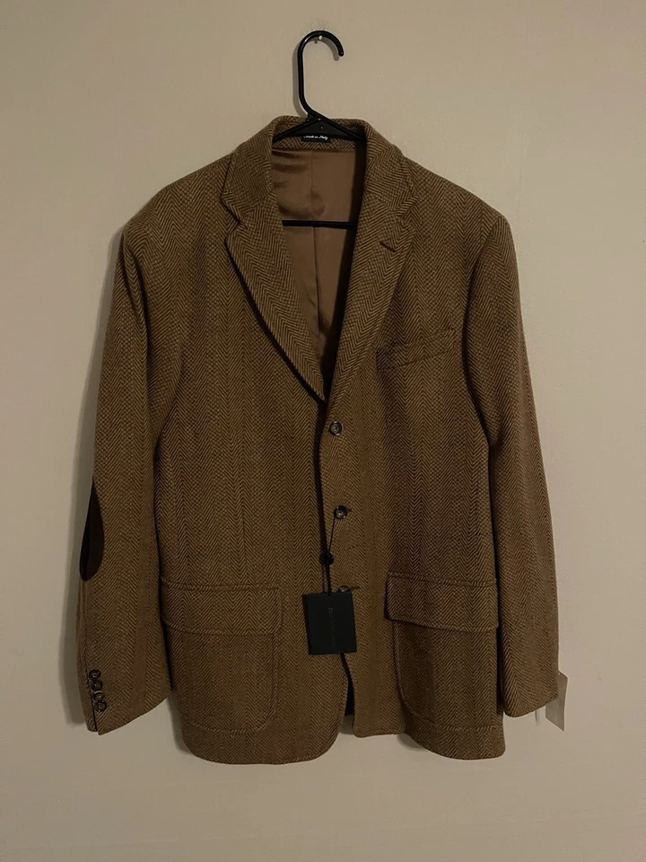 Blazer Traje Chaqueta Polo Ralph Lauren Italia Lana Tweed Codo - Para Hombre Grande - ¡Nuevo! Foto 1 de 4