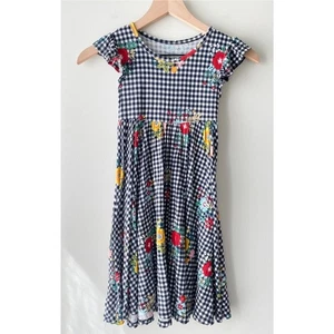 Posh Peanut Girls Louisa Twirl Dress 6T Black Gingham Floral Bamboo Stretchy - Picture 1 of 6