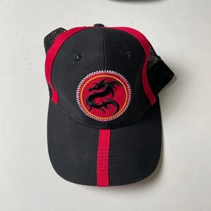 Black Red Dragon Embroidered Patch Trucker Hat Falcon Headwear Adjustable - Picture 1 of 4
