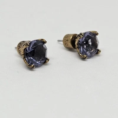 Chloe + Isabel Round Birthstone Stud Earrings E118AM Antique Brass-Plated Purple - Image 1 of 4