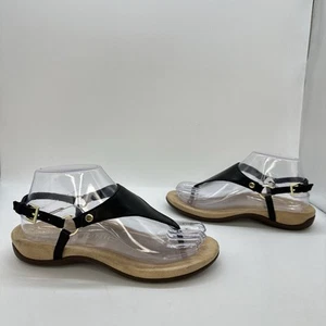 Vionic-Kirra schwarze Damen-Riemensandalen aus Leder mit Riemen hinten 6 US-Schnalle - Bild 1 von 10