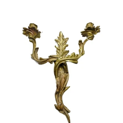 Vintage Bronze Louis XV Style Arm Wall Sconces, Candle Holder 1Pc - Image 1 of 4