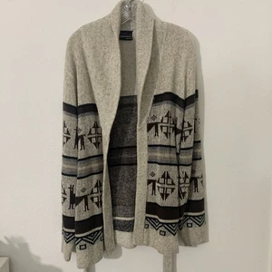 Vtg Dimenson By Milford Women’s Cardigan M Beige Southwestern Aztec Collar Belt - Picture 1 of 4