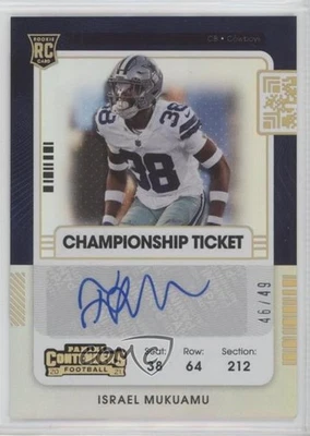 2021 Panini Contenders Championship Ticket /49 Israel Mukuamu Rookie Auto RC - Image 1 of 2