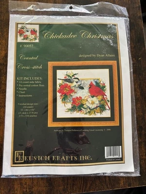 Kit de punto de cruz contado Kustom Krafts Inc CHICKADEE CHRISTMAS 90057 NUEVO Foto 1 de 2