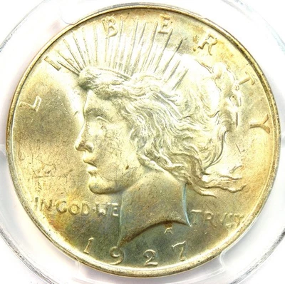 1927-D Peace Silver Dollar $1 - PCGS MS64+ CAC and Plus Grade - $2,700 Value! - Image 1 of 4