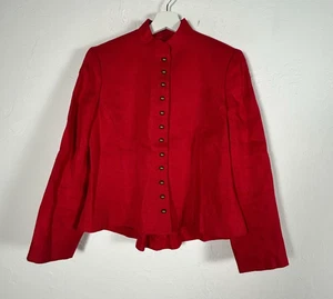 Lauren Ralph Lauren Womens Red Linen Button-Up Mandarin Collar Jacket Size 4 - Picture 1 of 7