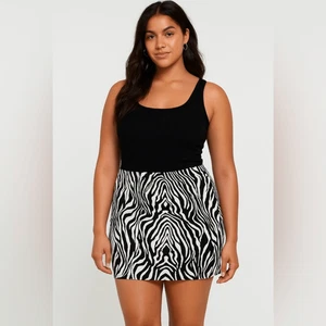 Women’s Zebra XXL Black White Pencil Mini Skater Skirt Animal Print - Picture 1 of 3