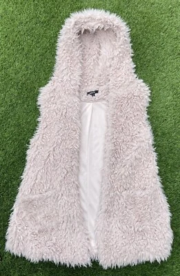 ✅Wish List #JK8216E Chunky Fuzzy Beige Hooded Cardigan Sweater Women's sz S - Image 1 of 4