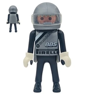 Playmobil figura piloto plateado/negro casco guantes vehículo ciudad - Imagen 1 de 1